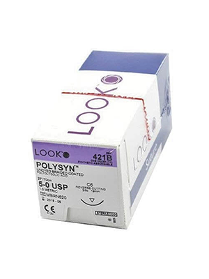 LOOK® Polysyn PGA Suture with Needle 70cm 5/0, 19mm (C6) – Box/12