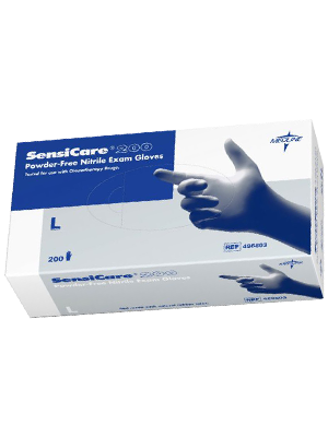 Medline SensiCare 200 Nitrile Exam Glove Large - Box/200