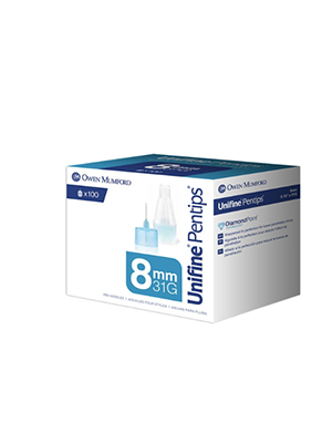 Owen Mumford Unifine Pentips Pen Needles 8mm x 31G 100 Pack