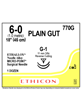 PLAIN GUT Sutures Yellowish Tan 45cm 6-0 G-1 11mm Double Armed - Box/12