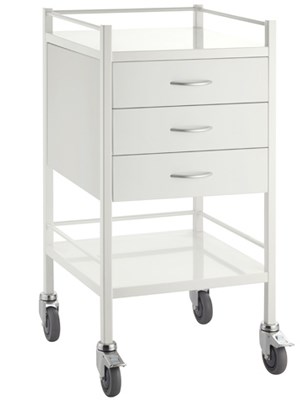 Powder Coated Three Drawer Trolley 50x50x96.7cm - Each