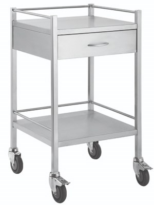 Stainless Steel Trolley Single Drawer with Lock 50x50x90cm -Each