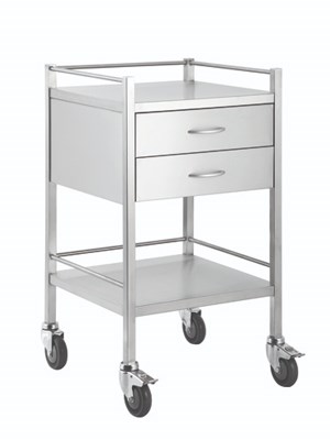 Trolley Double Drawers Stainless Steel 50x50x90 cm