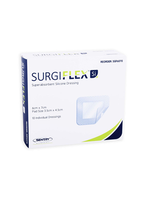 SurgiFlex Si Superabsorbant Silicone Wound Dressing 6cm x 7cm 