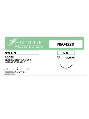Surgical Suture Nylon Non-Absorbable Monofilament 5/0 16mm Reverse Cutting 45cm Black