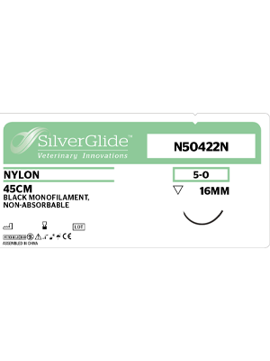 Surgical Suture Nylon Non-Absorbable Monofilament 5/0 16mm Reverse Cutting Black 