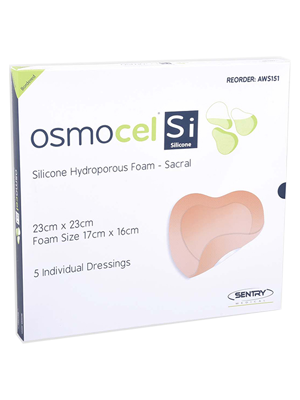 OsmocelĀ® Si Silicone Hydroporous Sacral Dressing 23 X 23cm- Box/5
