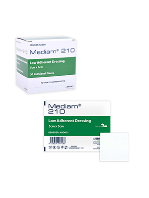 MediamĀ® 210 Low-Adherent Dressing, Sterile 5x5cm - Box/50
