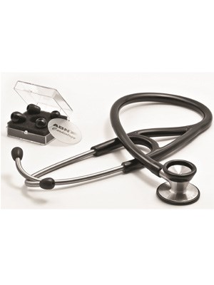 Cardiology Stethoscope with 2 Pairs of Tips (Black) - Each