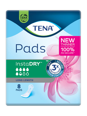 TENA® InstaDry™ Long Length Pads Absorbency 5.5 Green - Ctn/6